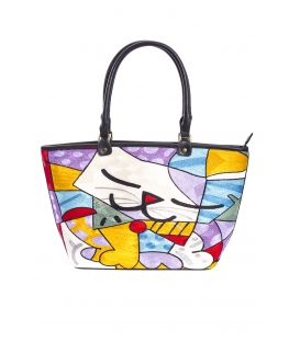 ARTE A SPASSO Borsa in tessuto con dett. ecopelle FANTASY lilla