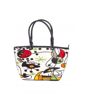 ARTE A SPASSO Borsa in tessuto con dett. ecopelle FANTASY white