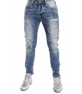 GIANNI LUPO Jeans con strappi e toppe 4 bottoni DENIM Art. CO77GL