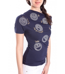 DENNY ROSE T-shirt con smile BLU Art. 63DR16022