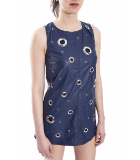DENNY ROSE Dress in eco-leather BLUE Art. 63DR11010