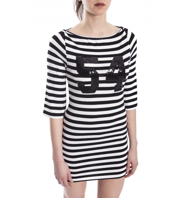 DENNY ROSE Dress with stripes BLACK / WHITE Art. 63DR11026