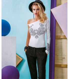 DENNY ROSE T-shirt con strass BIANCO 51DR62010