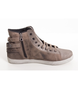 OVYE sneakers pelle con cinturini e borchie MARRONE