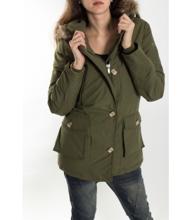 Please parka giaccone in piumino + zip e bottoniV32TO8040 VERDE