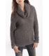 PLEASE maxi sweater in wool with wide neck M526U228 GREY one size new