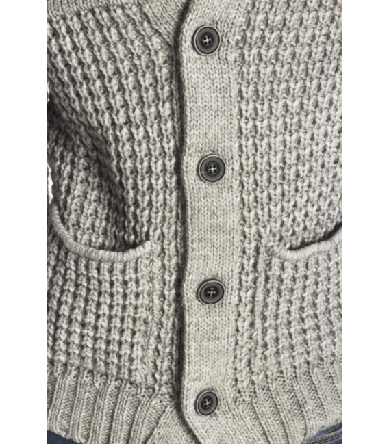 Klein Blue maglione in lana lavorata con bottoni e tasche GRIGIO