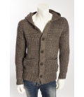 Klein Blue maglione in lana lavorata con bottoni e tasche MARRONE