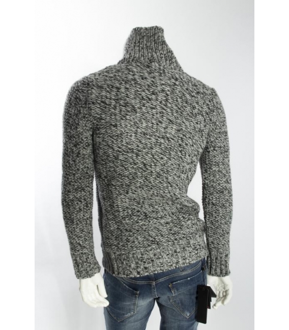 Klein Blue maglione in lana lavorata con alamari GRIGIO