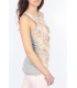 PLEASE Top with lace + necklace GREY T908H110 NEW