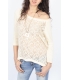 PLEASE jersey with lace + necklace CREAM M908H461 NEW