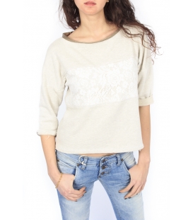 PLEASE sweatshirt with lace GOLD M526D036 NEW