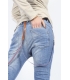 PLEASE jeans boyfriend baggy with zip + braces DENIM P59DBQ2TC NEW