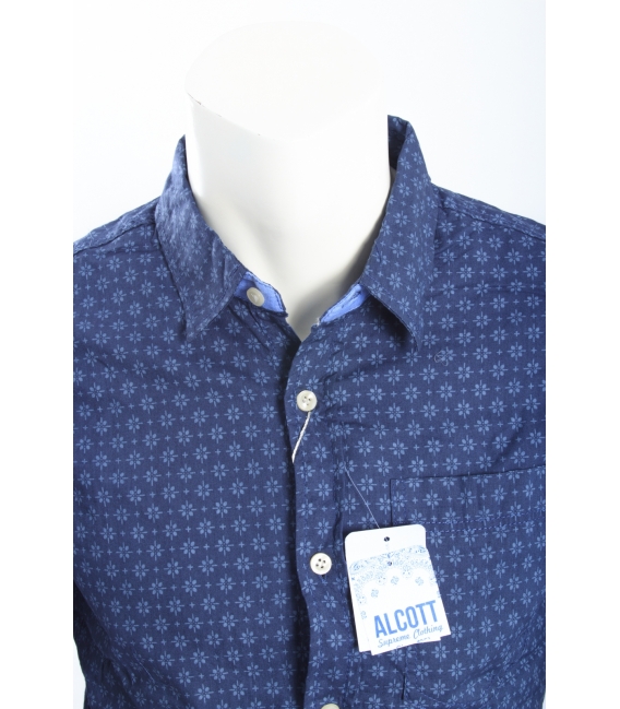 ALCOTT camicia di cotone in fantasia BLU art. UOSS14