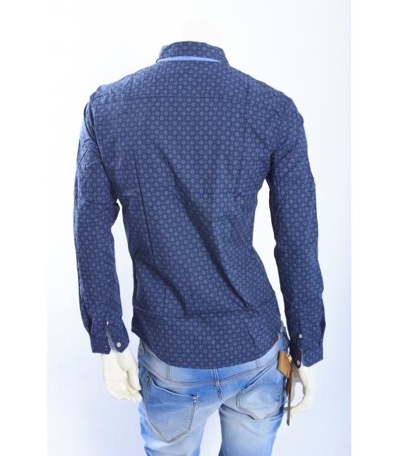 ALCOTT camicia di cotone in fantasia BLU art. UOSS14