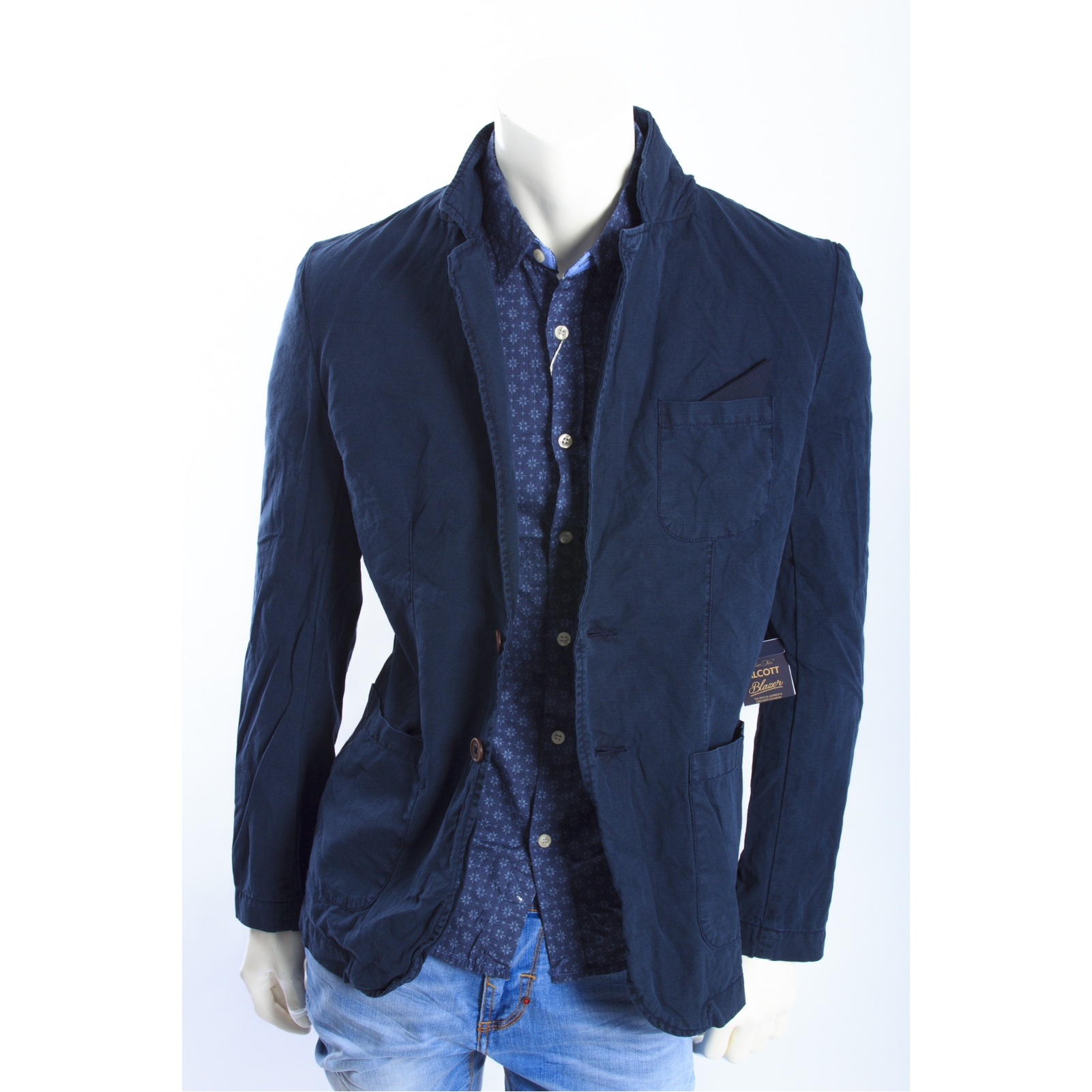 ALCOTT giacca in canvas con dettaglio taschino BLU NEW