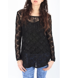 SLIDE OF LIFE maglia lavorata con paillettes NERO NEW