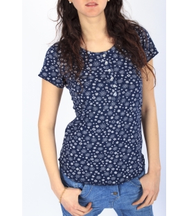 SUSY MIX T-shirt serafino con stampa art 959337 BLU new