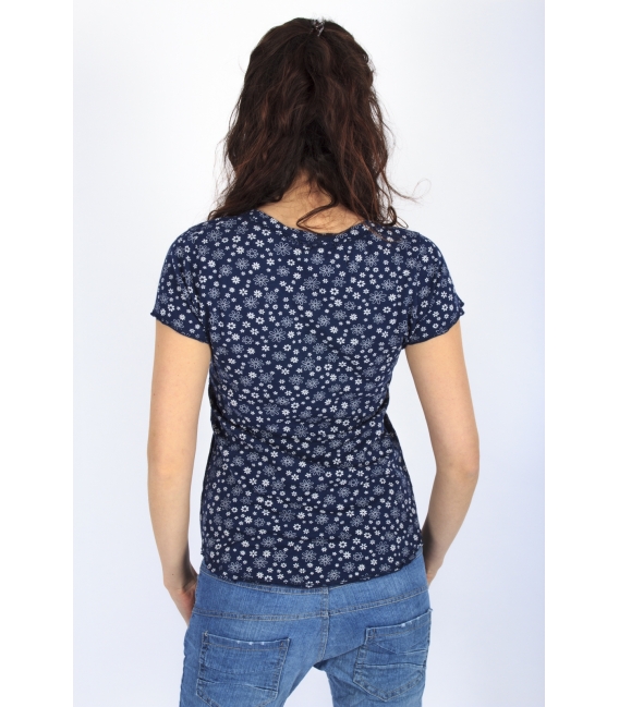 SUSY MIX T-shirt serafino con stampa art 959337 BLU new