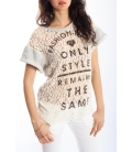 PLEASE T-shirt with print and lace NEUTRAL M37002405 NEW