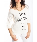 PLEASE Sweatshirt with print + necklace WHITE M43491571 NEW