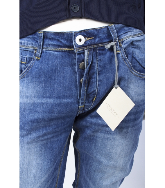 DIKTAT jeans chiusura con bottoni DENIM D47503 NEW