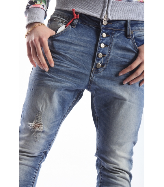 525 jeans boyfriend baggy 5 buttons DARK DENIM P454507 NEW