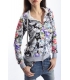 525 sweatshirt with colored print and hood GREY P456019 NEW