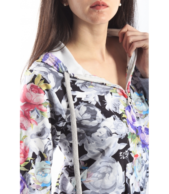 525 sweatshirt with colored print and hood GREY P456019 NEW