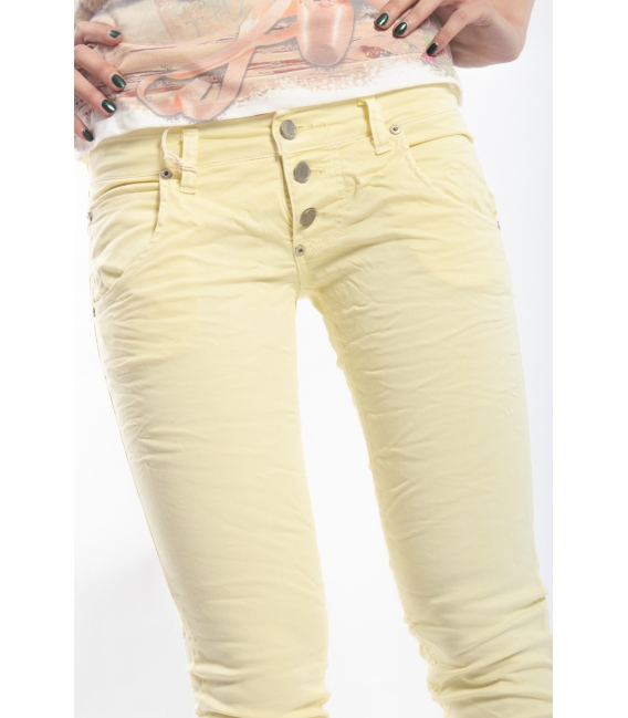 PLEASE jeans 3 buttons slim fit YELLOW OLD P83ACV9DQ NEW 3 bottoni NEW