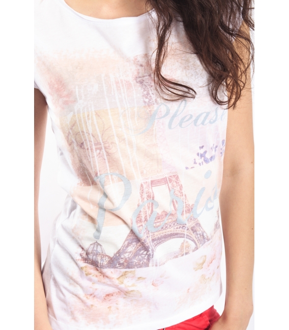 PLEASE t-shirt with print WHITE M43491622 NEW
