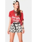DENNY ROSE t-shirt con stampa e paillettes 45DR62006 ROSSO SUMMER 2014 NEW