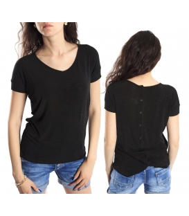 SUSY MIX Top/T-shirt dett. con bottoncini dietro 01002 BLACK new