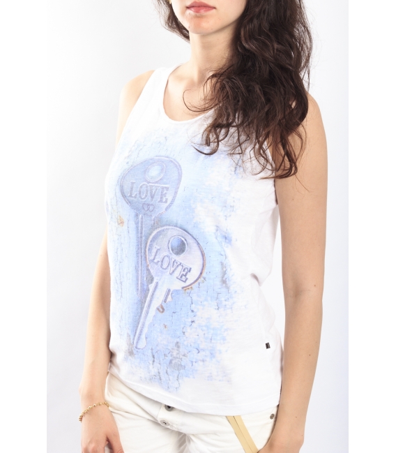 PLEASE t-shirt/ TOP with print WHITE R3814009 NEW