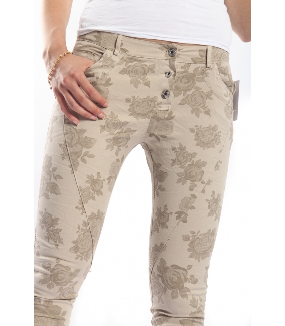SLIDE jeans boyfriend baggy with print 3 buttons 2589 BEIGE P78 NEW