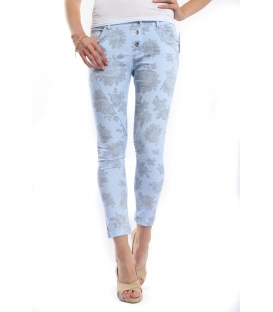 SLIDE jeans boyfriend baggy with print 3 buttons 2589 LIGHT BLUE NEW