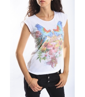 PLEASE t-shirt/ TOP with print WHITE M423492 NEW