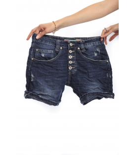 PLEASE shorts boyfriend baggy 5 buttons DENIM dark with rips P88ABF9D0 NEW