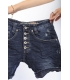 PLEASE shorts boyfriend baggy 5 buttons S DENIM dark with rips P88ADC7NJ NEW