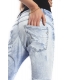 PLEASE jeans boyfriend baggy 3 buttons LIGHT DENIM with rips P78/4 NEW