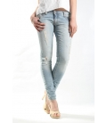 PLEASE jeans slim fit vita bassa zip P40DCA12R chiaro strappato NEW 