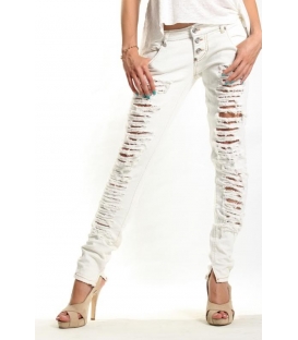 PLEASE jeans slim fit vita bassa tre bottoni P83AAS939 strappato NEW lady