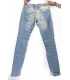 PLEASE jeans 3 buttons slim fit LIGHT DENIM with rips P83ABS02R NEW
