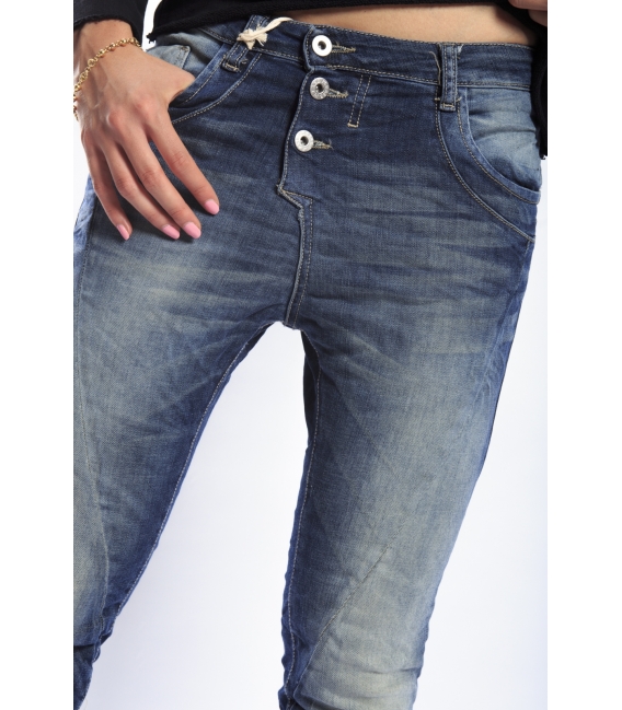 PLEASE jeans boyfriend baggy 3 buttons DARK DENIM P78ABQ2WQ NEW