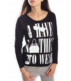 PLEASE Sweatshirt with print BLACK M3811344 NEW