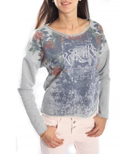 PLEASE Sweatshirt with print GRIGIO MELANGE M3811361 NEW