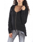 PLEASE Sweatshirt with zip and hood BLACK V43491627 NEW