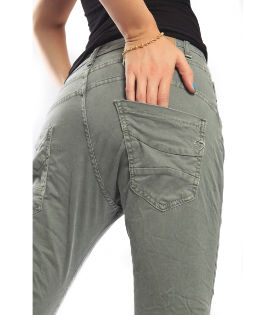 PLEASE jeans boyfriend baggy 3 buttons NEW GREEN + 3D P78ACU94U NEW