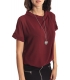 Miss Miss by Valentina Shirt/Bluose + necklace 7700Q BORDEAUX new