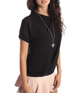 Miss Miss by Valentina Shirt/Bluose + necklace 7700Q BLACK new